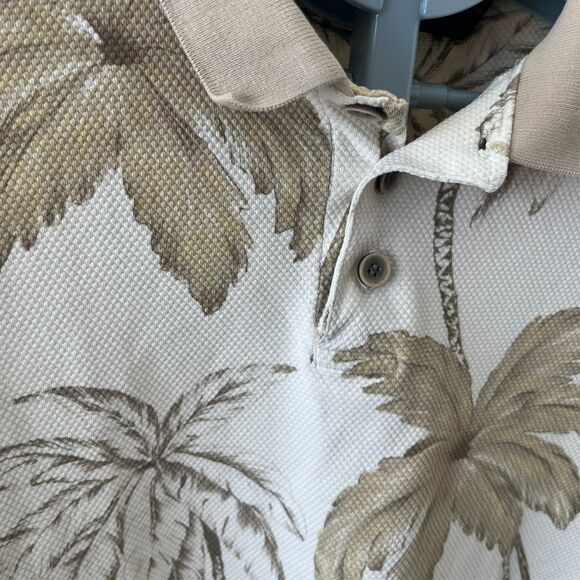 Vintage OP Sport Polo Shirt Men’s LG Brown Hawaiian Palm Trees Short Sleeve Golf - Picture 2 of 5